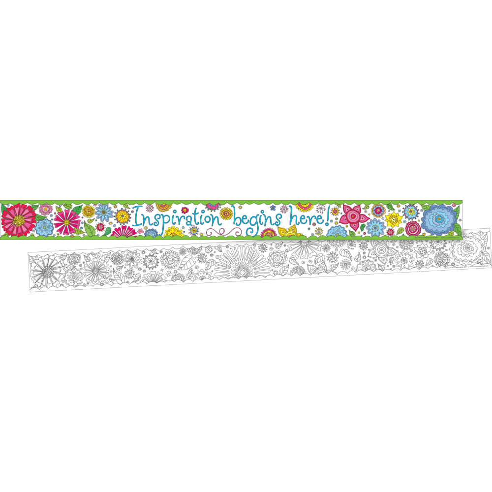 Barker Creek Double-Sided Straight-Edge Border Strips, 3in x 35in, Color Me! In My Garden, Pack Of 12