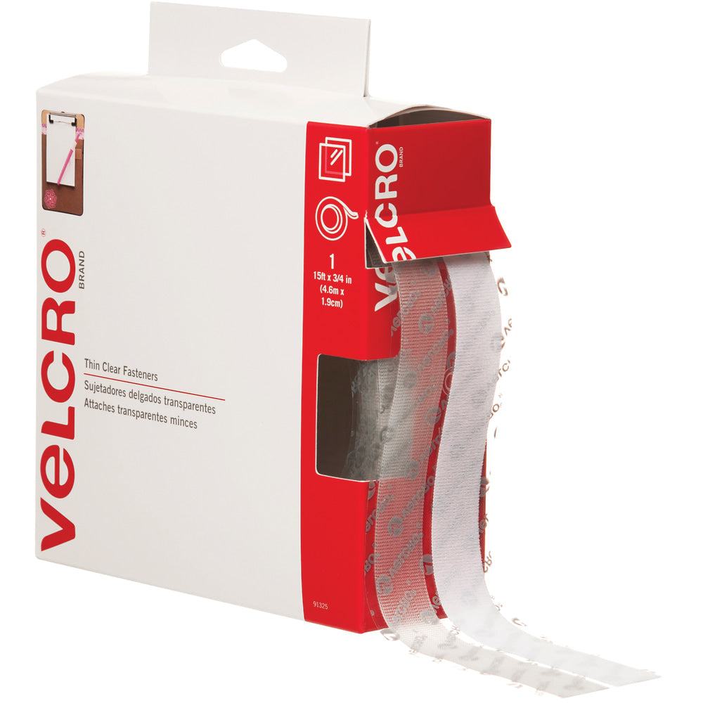 VELCRO Brand Self Stick Tape Combo Pack, 3/4in x 15ft, Clear