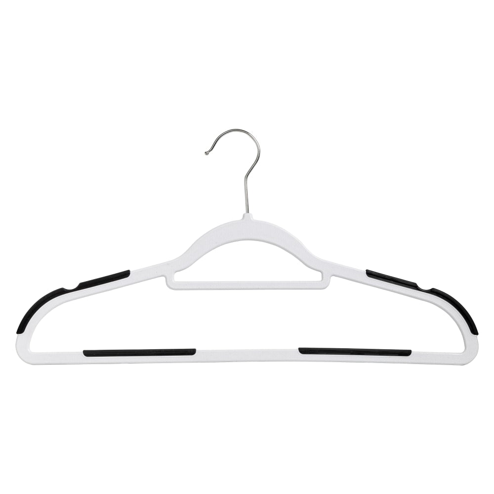 Honey-Can-Do Rubber Grip No-Slip Plastic Hangers, 9-1/2in x 17-3/4in, White/Black, Pack Of 50 Hangers