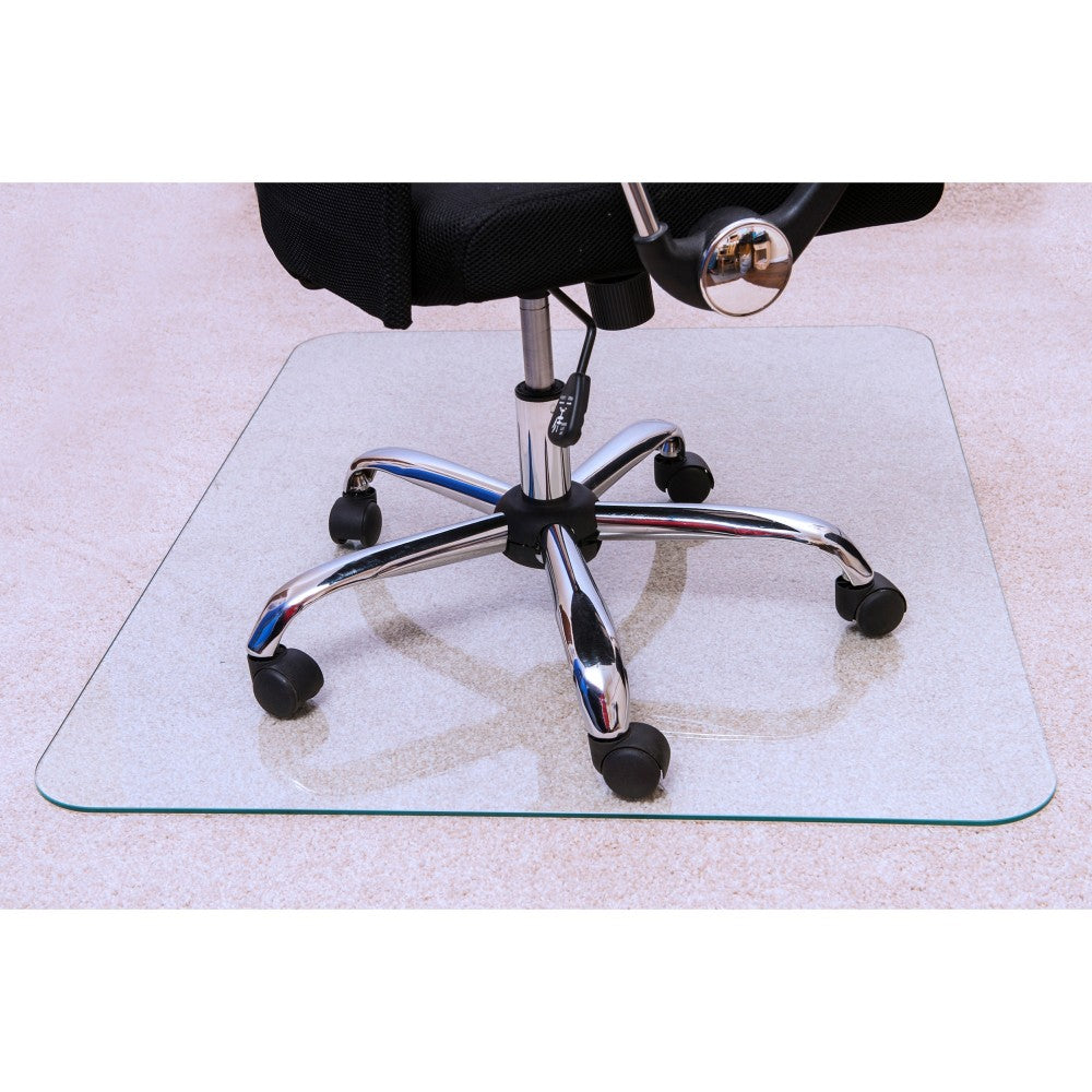 Floortex Cleartex Glaciermat Glass Rectangular Chair Mat - Hard Floor, Home, Office, Carpet - 40in Length x 53in Width x 0.20in Thickness - Rectangle - Glass - Clear