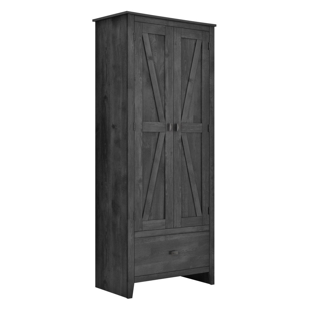Ameriwood Home Farmington 30in Wide Storage Cabinet, 4 Shelves/1 Drawer, Rustic Gray