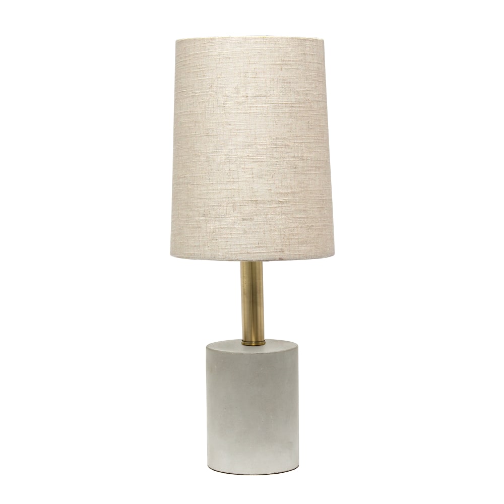 Lalia Home Antique Brass Concrete Table Lamp, 18-1/2inH, Khaki Shade/Cement Base