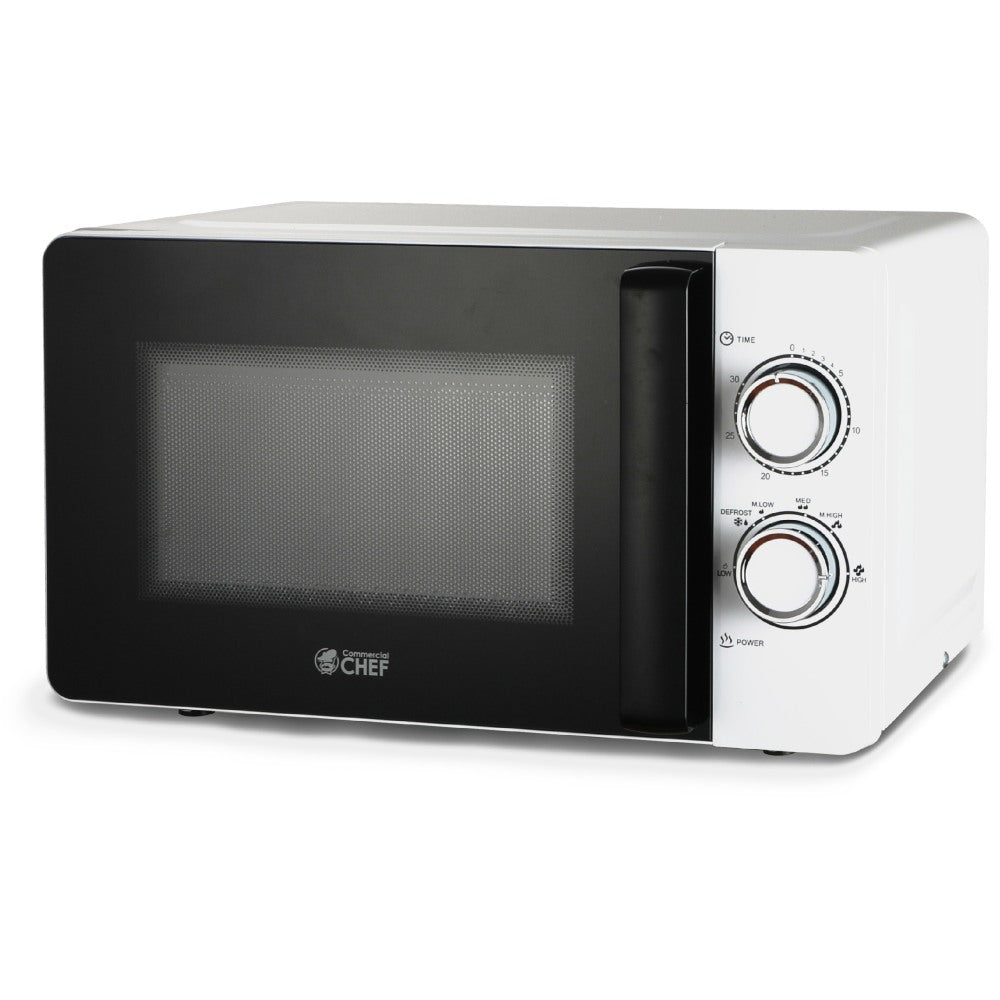 Commercial Chef 0.7 Cu. Ft. Small Countertop Microwave With Mechanical Control, White
