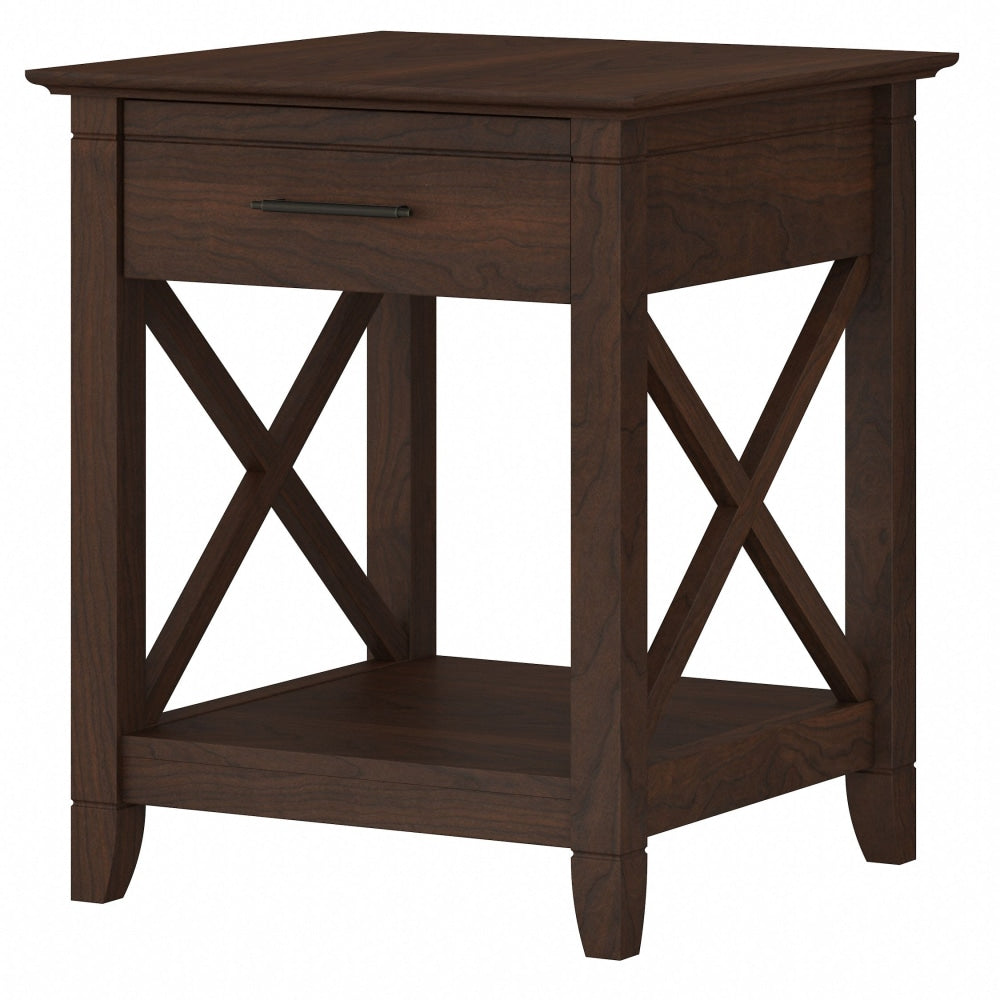 Bush Furniture Key West End Table With Storage, 24inH x 20inW x 20inD, Bing Cherry, Standard Delivery