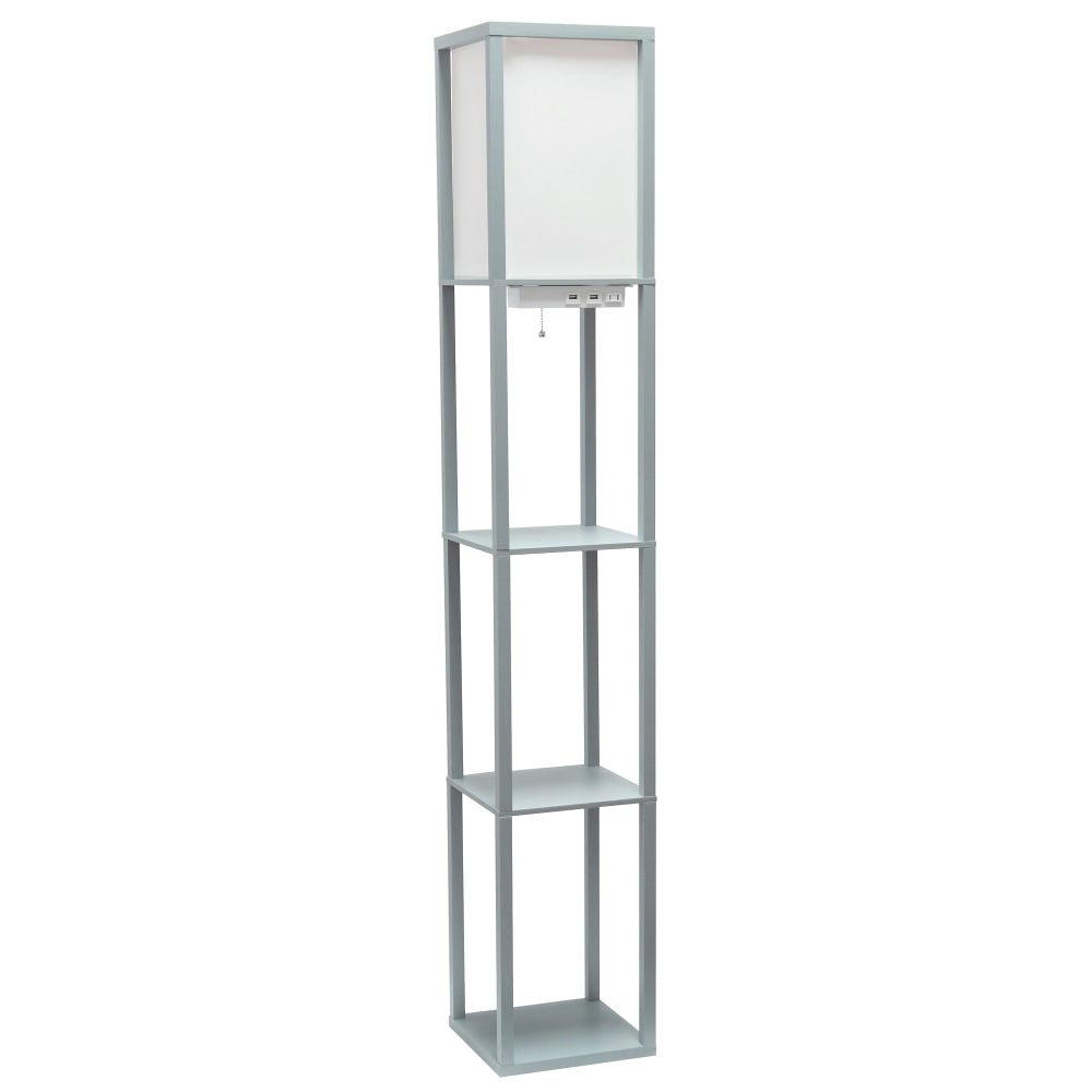 Simple Designs Etagere Organizer Floor Lamp, 62-1/2inH, White Shade/Gray Base