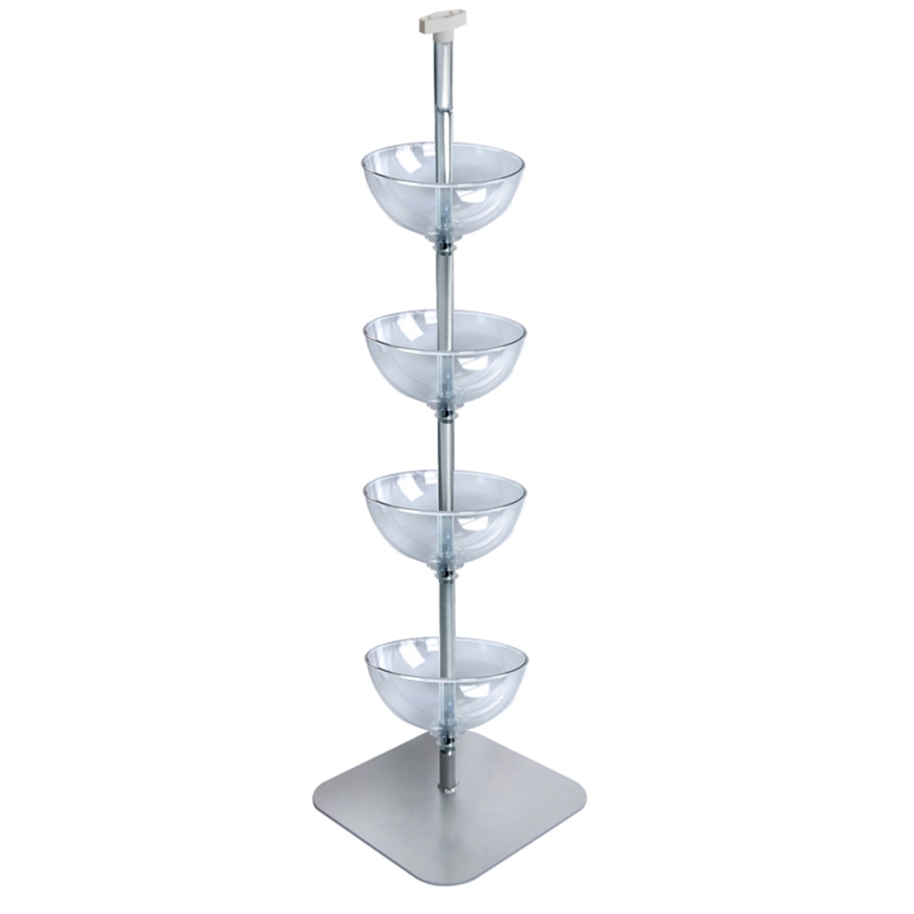 Azar Displays Tiered Bowl Floor Display With Flat Base, 4 Tiers, 12inD, Clear