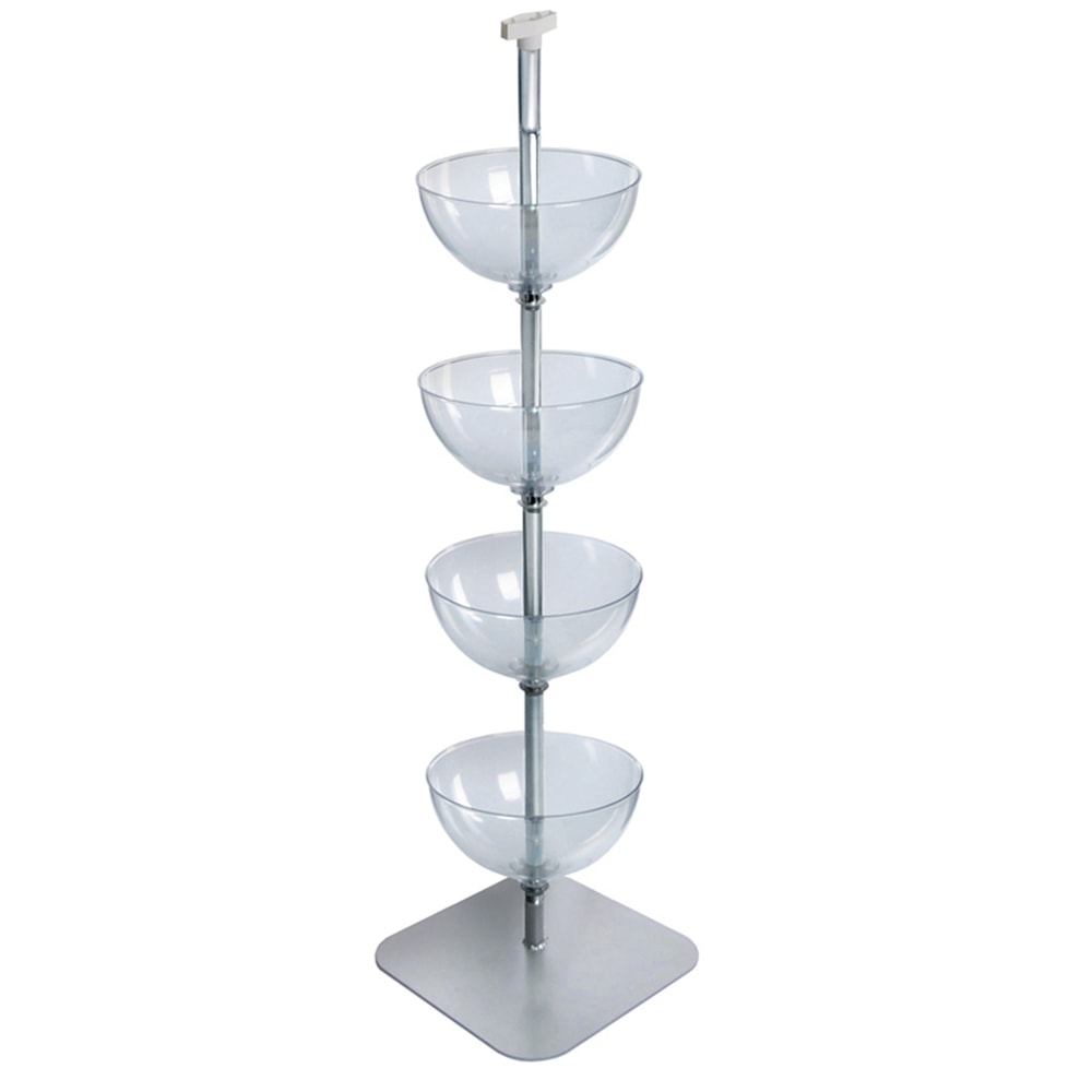 Azar Displays Tiered Bowl Floor Display With Flat Base, 4 Tiers, 14inD, Clear
