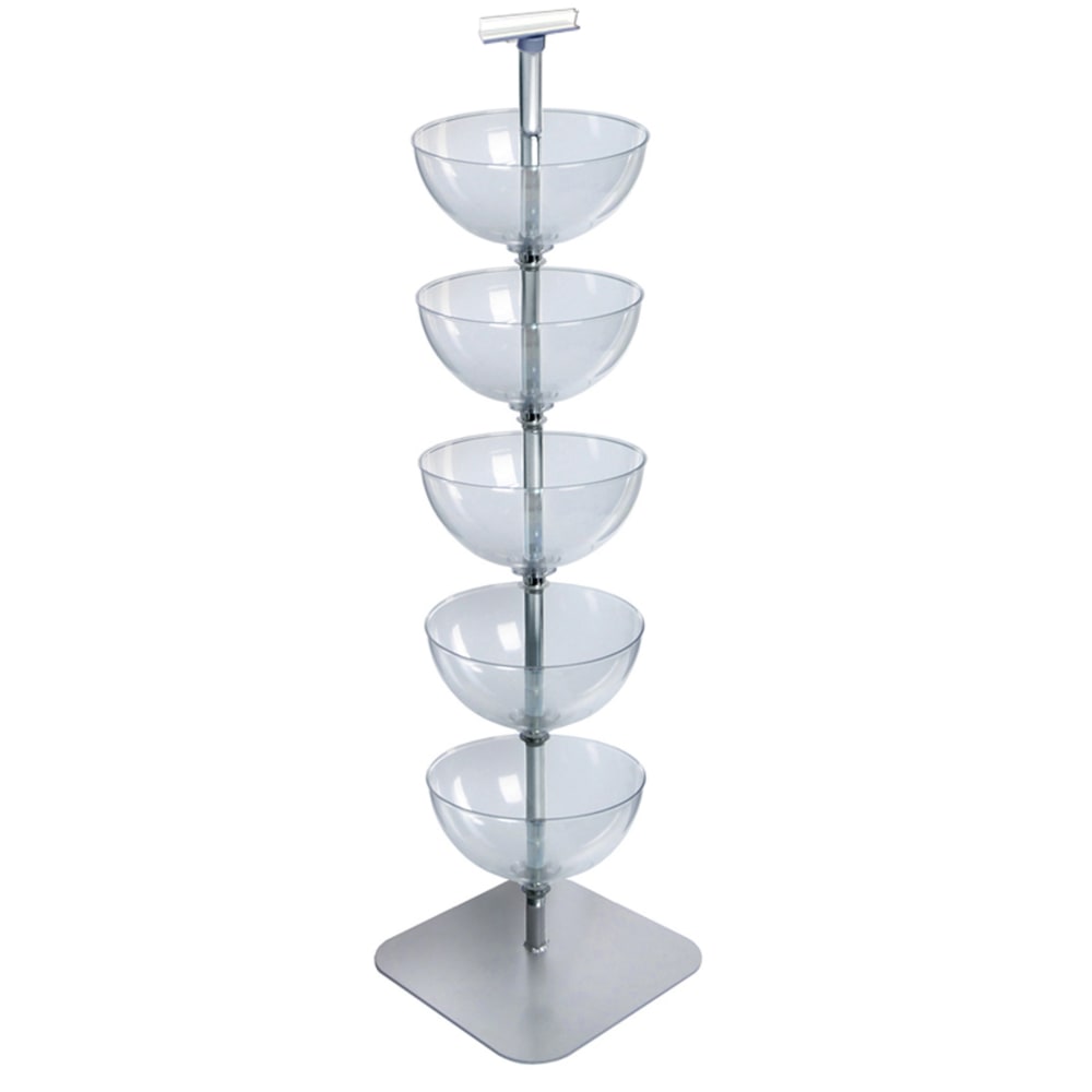 Azar Displays Tiered Bowl Floor Display With Flat Base, 5 Tiers, 14inD, Clear