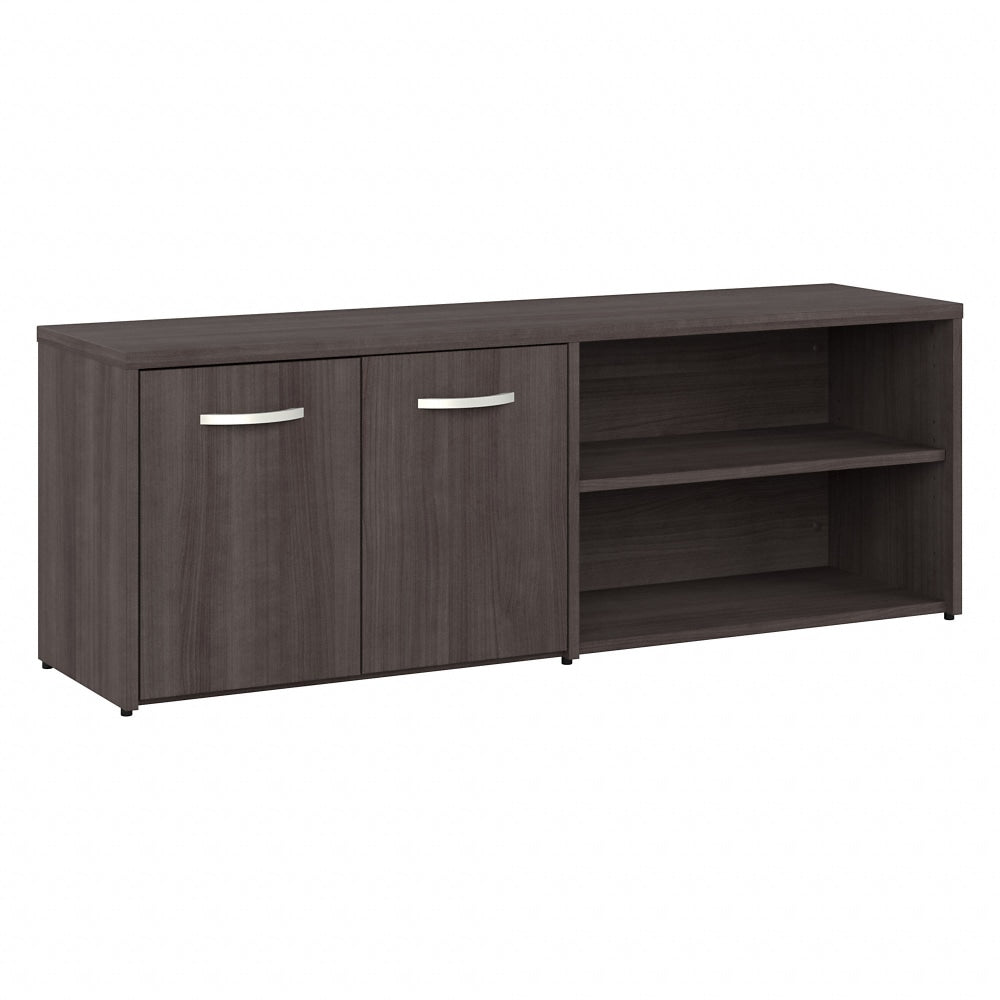 Bush Business Furniture Hybrid Low Storage Cabinet With Doors And Shelves, 21-1/4inH x 59-3/16inW x 15-3/4inD, Storm Gray, Standard Delivery