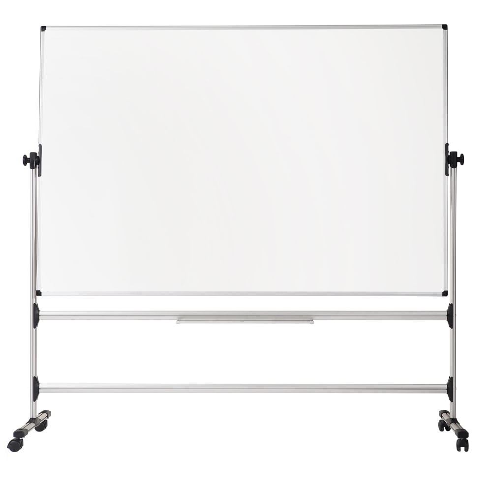 MasterVision Earth Easy Clean Revolving Mobile Easel, 47 1/4in x 70 13/16in, Silver
