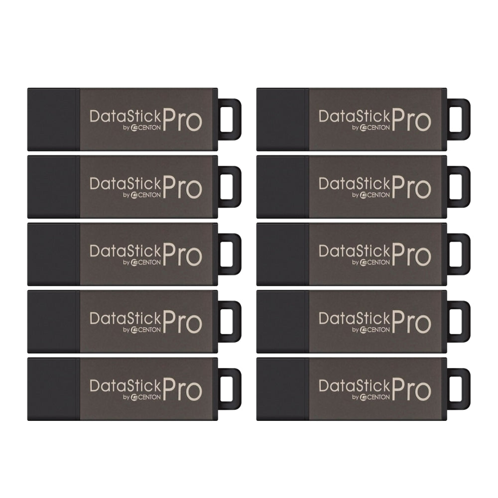 Centon DataStick Pro USB 2.0 Flash Drives, 8GB, Pro Gray, Pack Of 25 Flash Drives, S1-U2P1-8G25PK