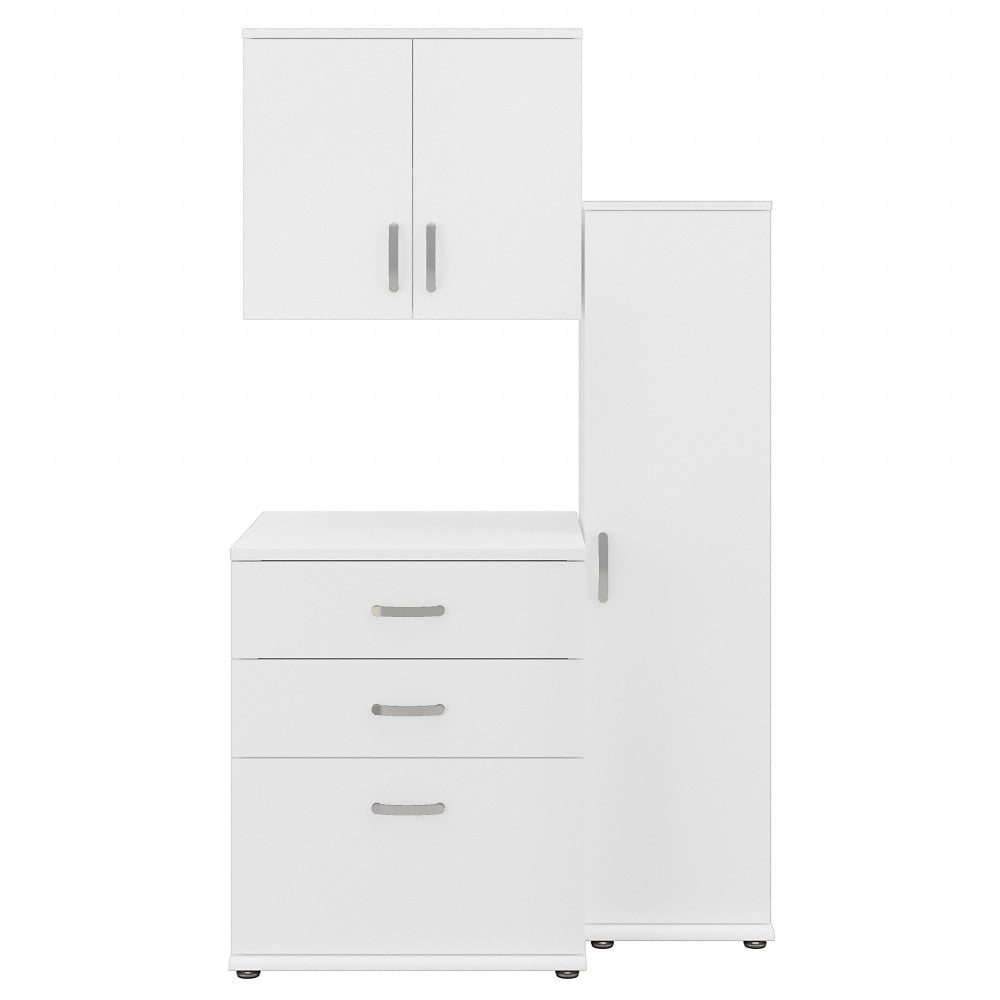 Bush Business Furniture Universal 44inW 3-Piece Modular Storage Set With Floor And Wall Cabinets, White, Standard Delivery