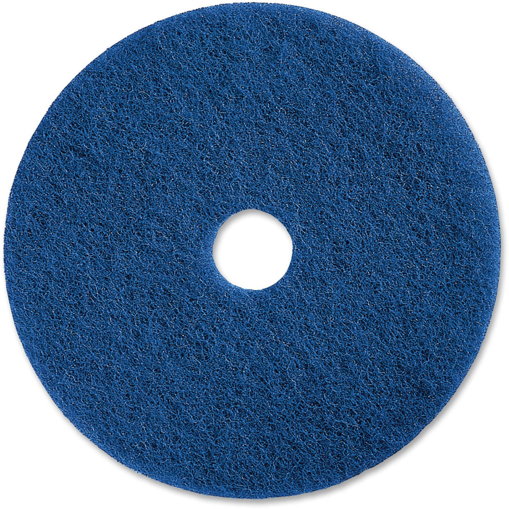 Genuine Joe Medium-duty Scrubbing Floor Pad, 20in Diameter, Blue, Carton Of 5