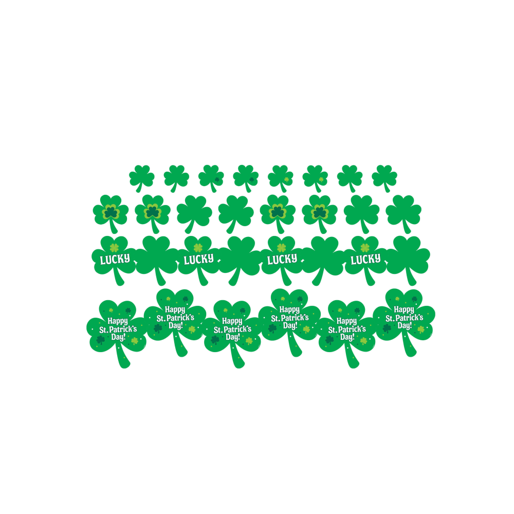 Amscan 195236 St. Patricks Day Shamrock Cutouts, 12in x 12in, Green, 30 Cutouts Per Pack, Set Of 3 Packs