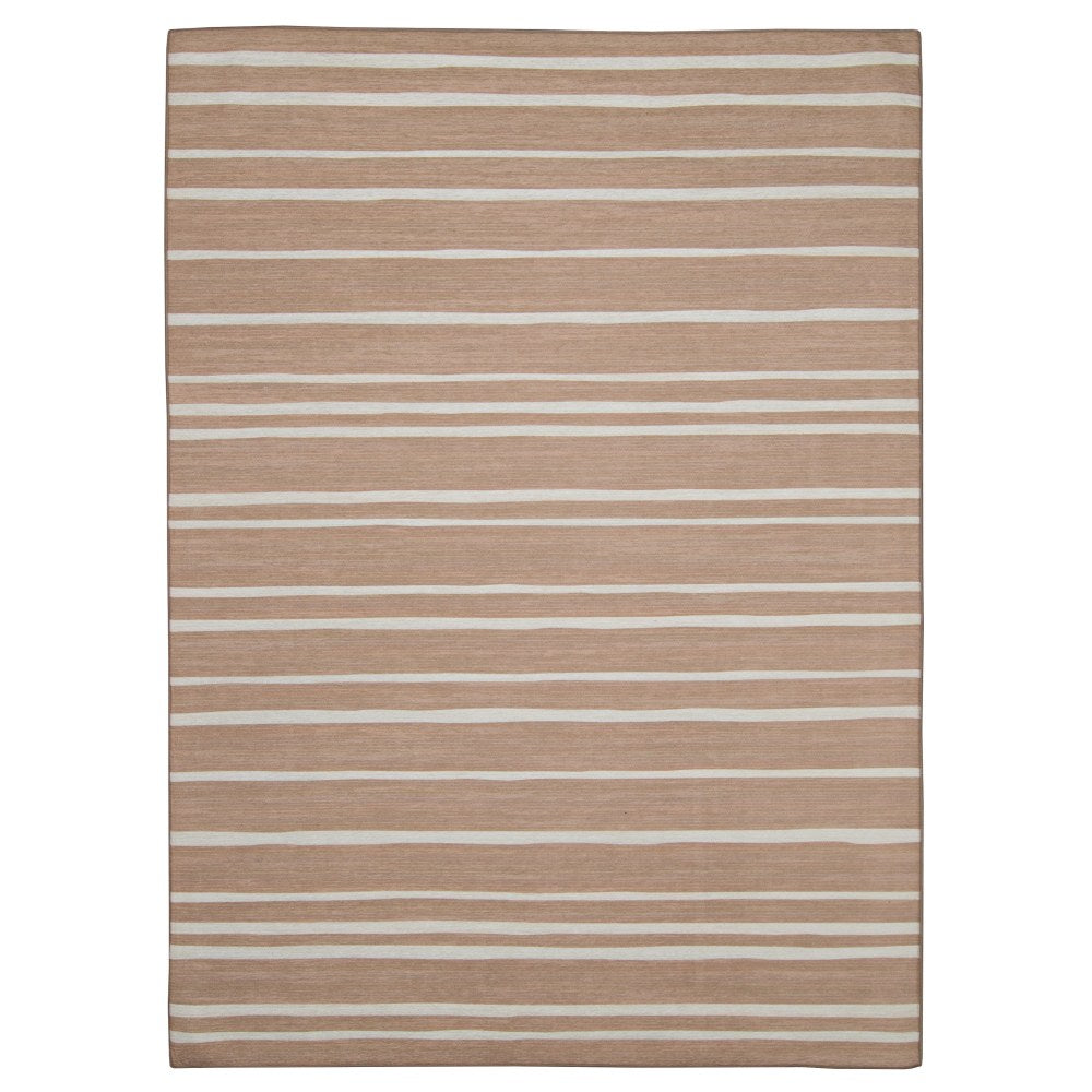 Linon Washable Outdoor Area Rug, Ribsam, 5ft x 7ft, Tan/Ivory