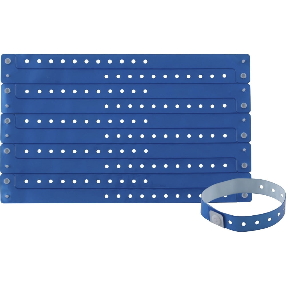 Advantus Colored Vinyl Wristbands - 100 / Pack - Yes - 0in Height x 0.6in Width x 9.8in Length - Blue - Vinyl