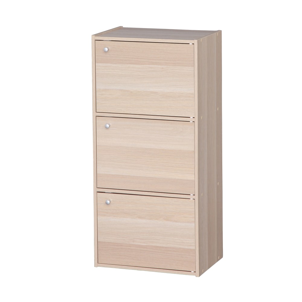 IRIS 35inH 3-Door Storage-Shelf, Light Brown