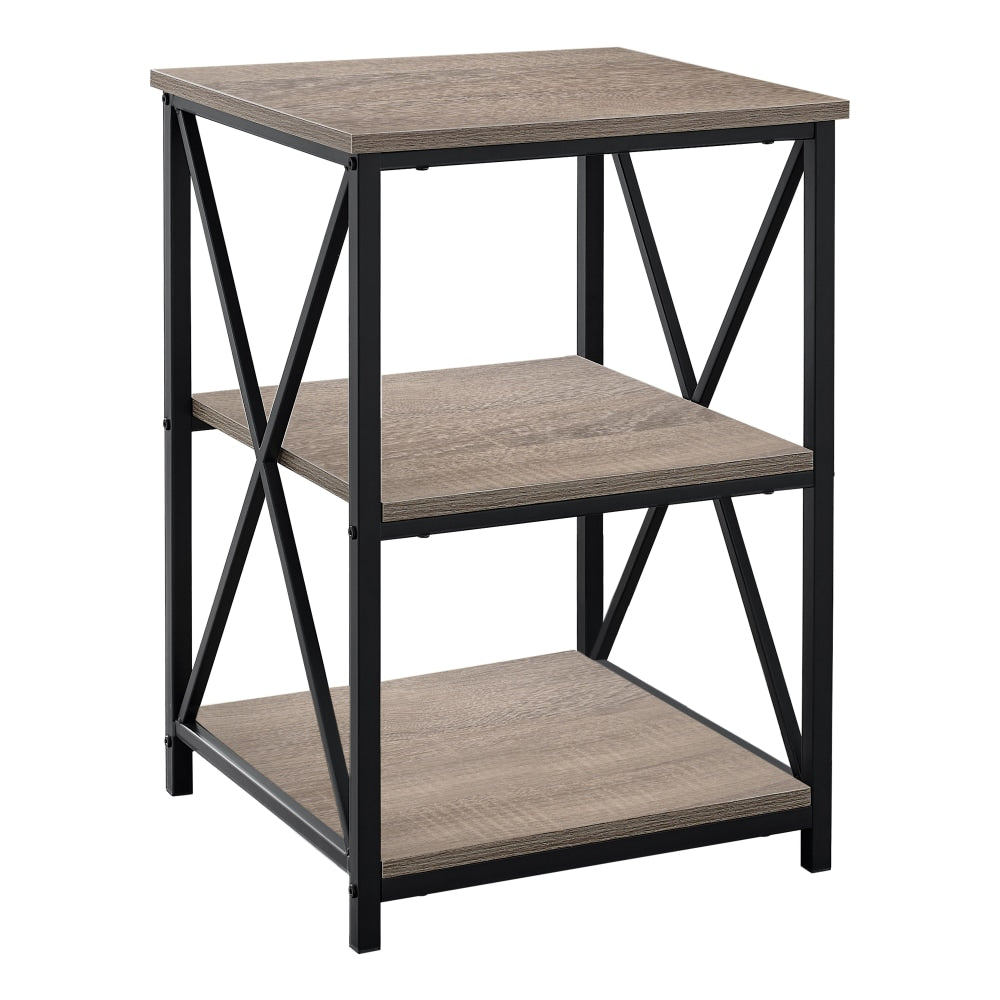 Monarch Specialties Dorothy Accent Table, 26inH x 18inW x 18inD, Dark Taupe/Black