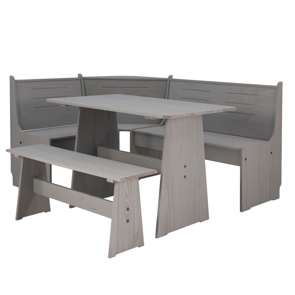 Linon Narci Corner Nook Set, 33-3/5inH x 63-3/4inW x 19-3/4inD, Gray