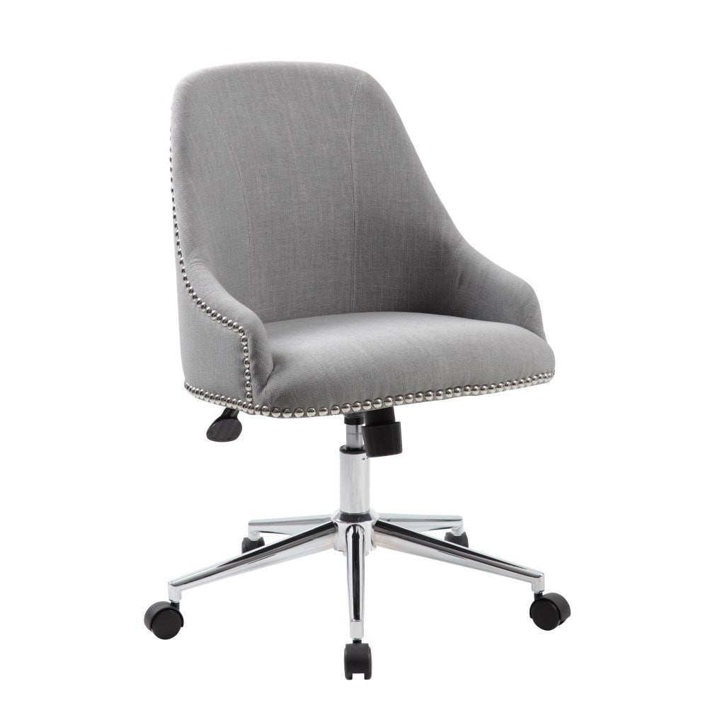 Boss Office Products Carnegie Fabric Mid-Back Desk Chair, Gray/Chrome