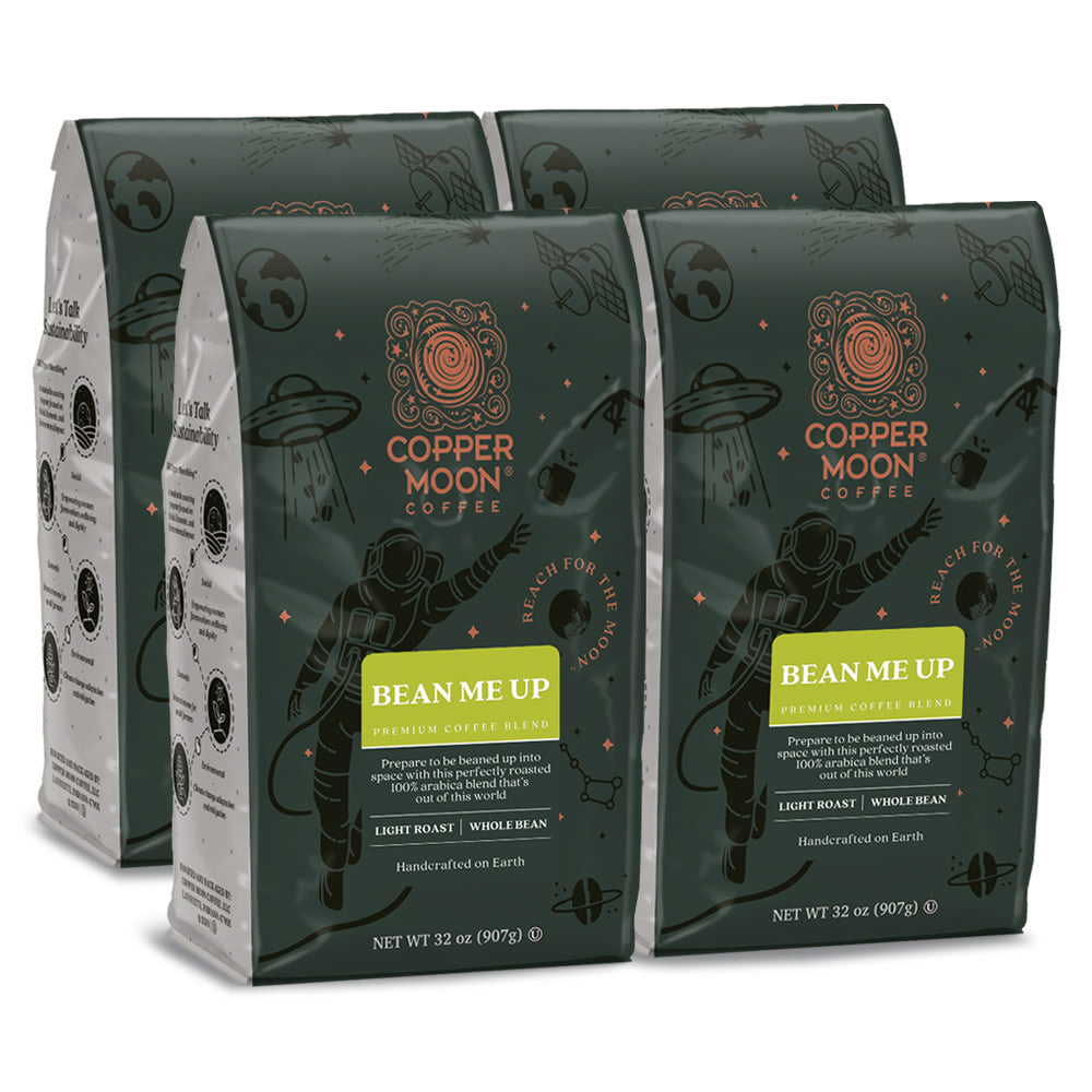 Copper Moon Whole Bean Coffee, Bean Me Up Blend, 2 Lb Bag, Case Of 4 Bags