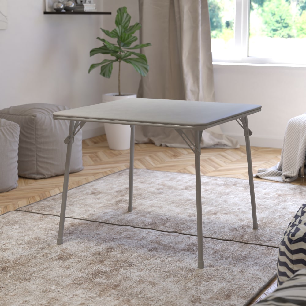 Flash Furniture Folding Card Table, 27-3/4inH x 33-1/2inW x 33-1/2inD, Gray
