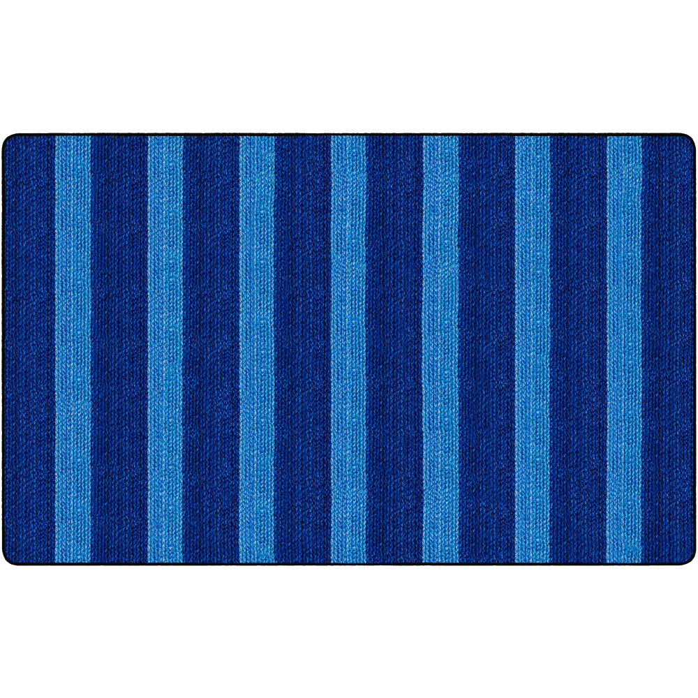 Flagship Carpets Basketweave Stripes Classroom Rug, 7 1/2ft x 12ft, Blue