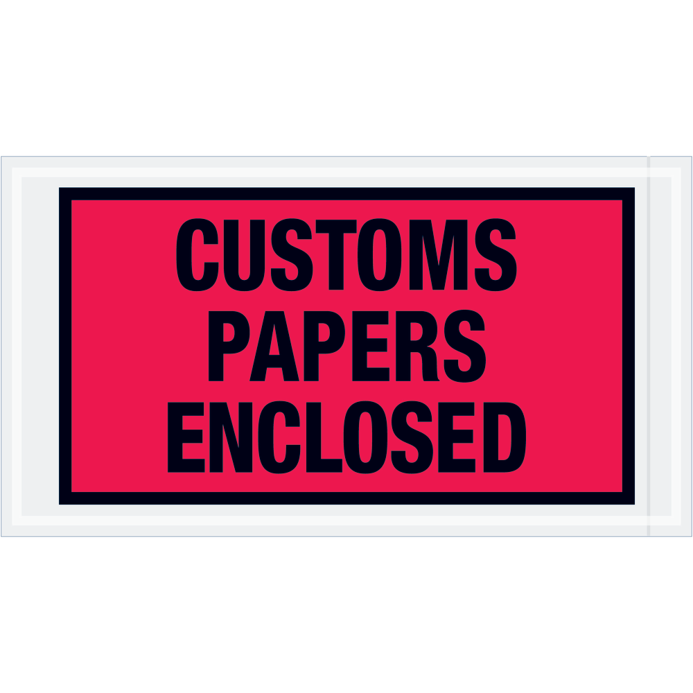 Tape Logic Preprinted Packing List Envelopes, Customs Papers Enclosed, 5 1/2in x 10in, Red, Case Of 1,000