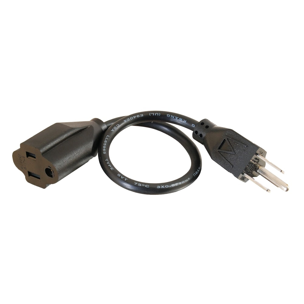 C2G 15ft Power Extension Cord - 18 AWG - NEMA 5-15P to NEMA 5-15R - Extend your power cord AND keep your UPS and surge outlets free