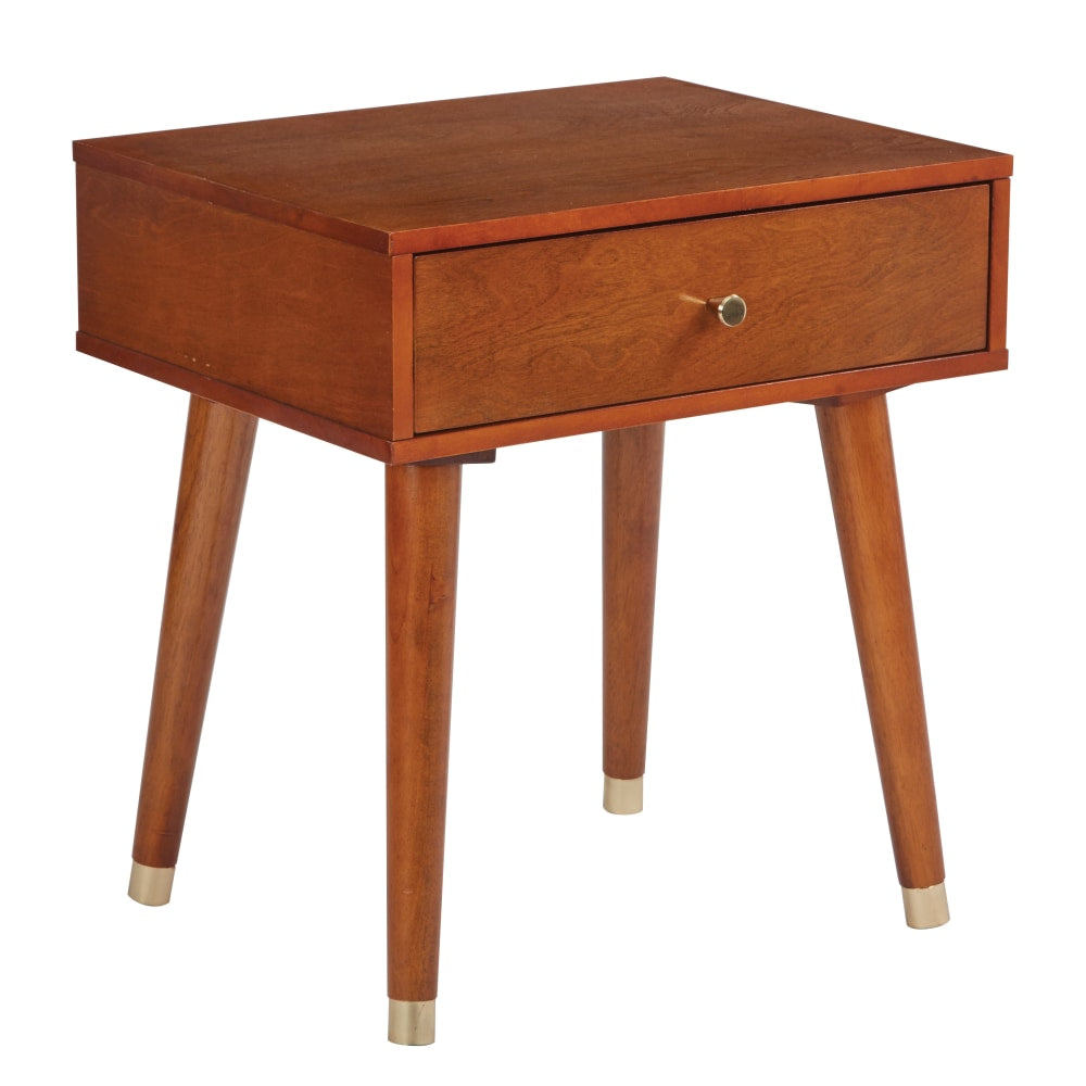 Office Star Cupertino Rectangle Side Table, 22-1/4inH x 20-1/4inW x 16-1/4inD, Light Walnut