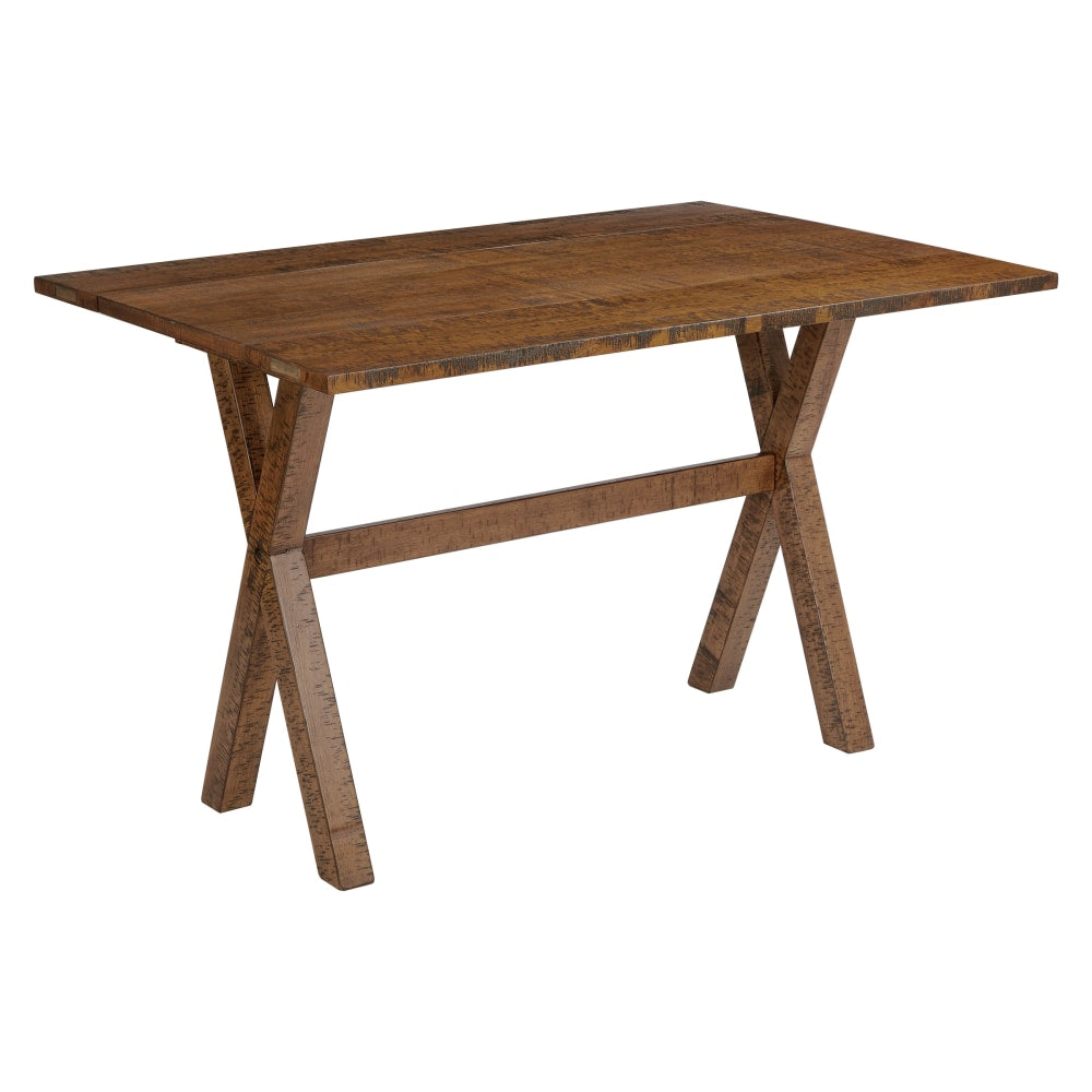 Office Star McKayla Flip Top Table, 30-3/16inH x 47-3/4inW x 32inD, Distressed Brown