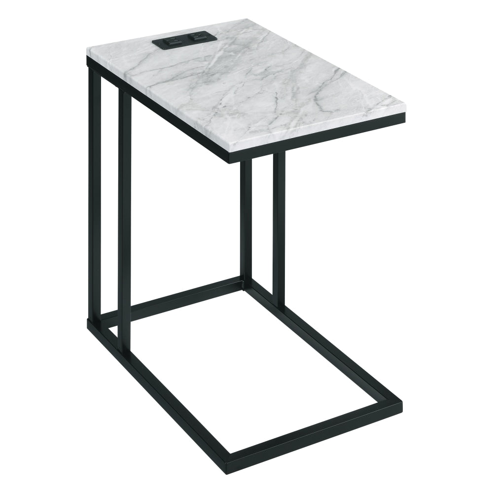 Office Star Norwich C-Table, 21-3/4inH x 13-3/4inW x 20inD, Black/White Marble