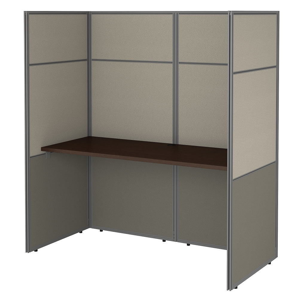 Bush Business Furniture Easy Office 60inW Cubicle Desk Workstation With 66inH Closed Panels, Mocha Cherry, Standard Delivery