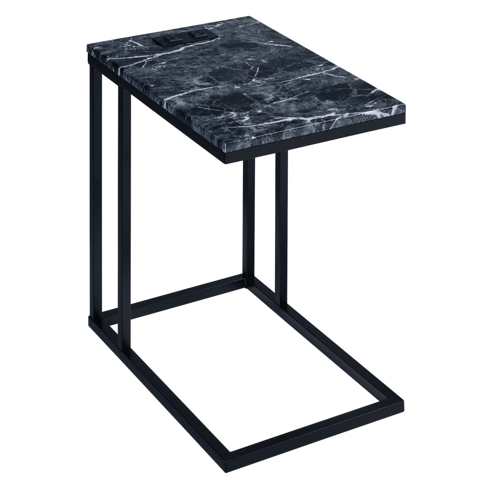 Office Star Norwich C-Table, 21-3/4inH x 13-3/4inW x 20inD, Black/Black Marble
