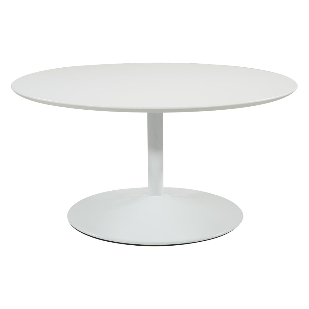 Office Star Flower Round Coffee Table, 18inH x 35-1/2inW x 35-1/2inD, White