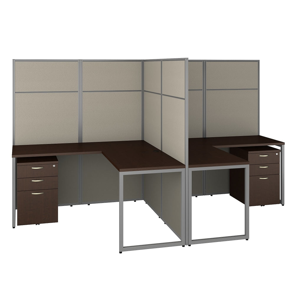 Bush Business Furniture Easy Office 60inW 2-Person L-Shaped Cubicle Desk With Drawers And 66inH Panels, Mocha Cherry, Standard Delivery