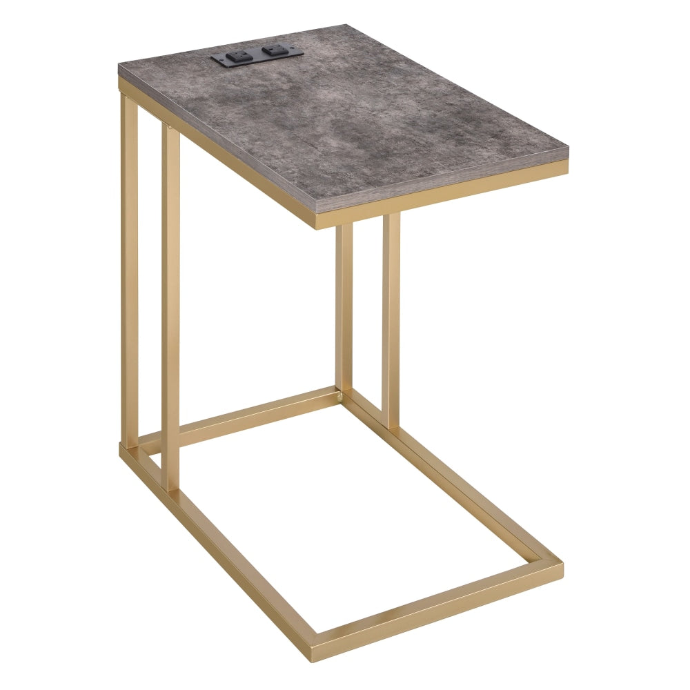 Office Star Norwich C-Table, 21-3/4inH x 13-3/4inW x 20inD, Gold/Brown Stone