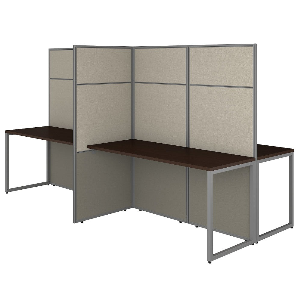 Bush Business Furniture Easy Office 60inW 4-Person Cubicle Desk Workstation With 66inH Panels, Mocha Cherry, Standard Delivery