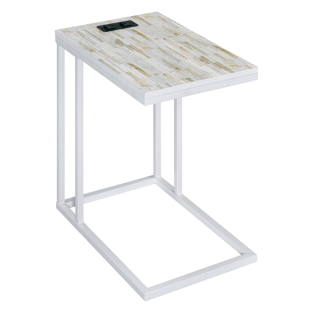 Office Star Norwich C-Table, 21-3/4inH x 13-3/4inW x 20inD, White/White Mosaic