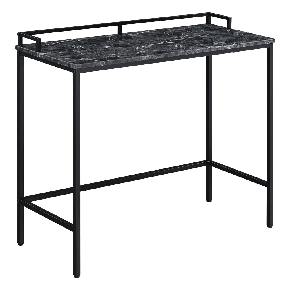 Office Star Brighton Rectangle Console Table, 32inH x 36inW x 14inD, Black Marble/Black
