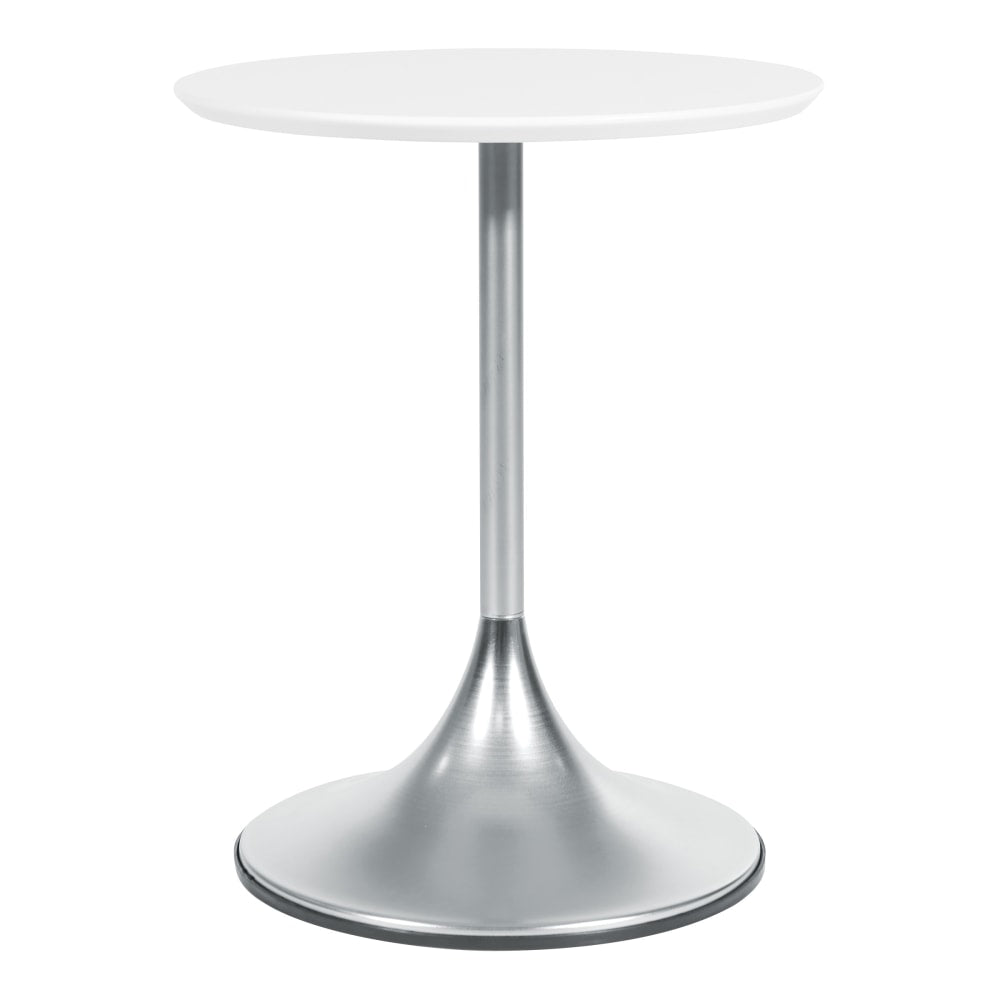Office Star Flower Side Table, 22-7/16inH x 17-3/4inW x 17-3/4inD, White/Nickel
