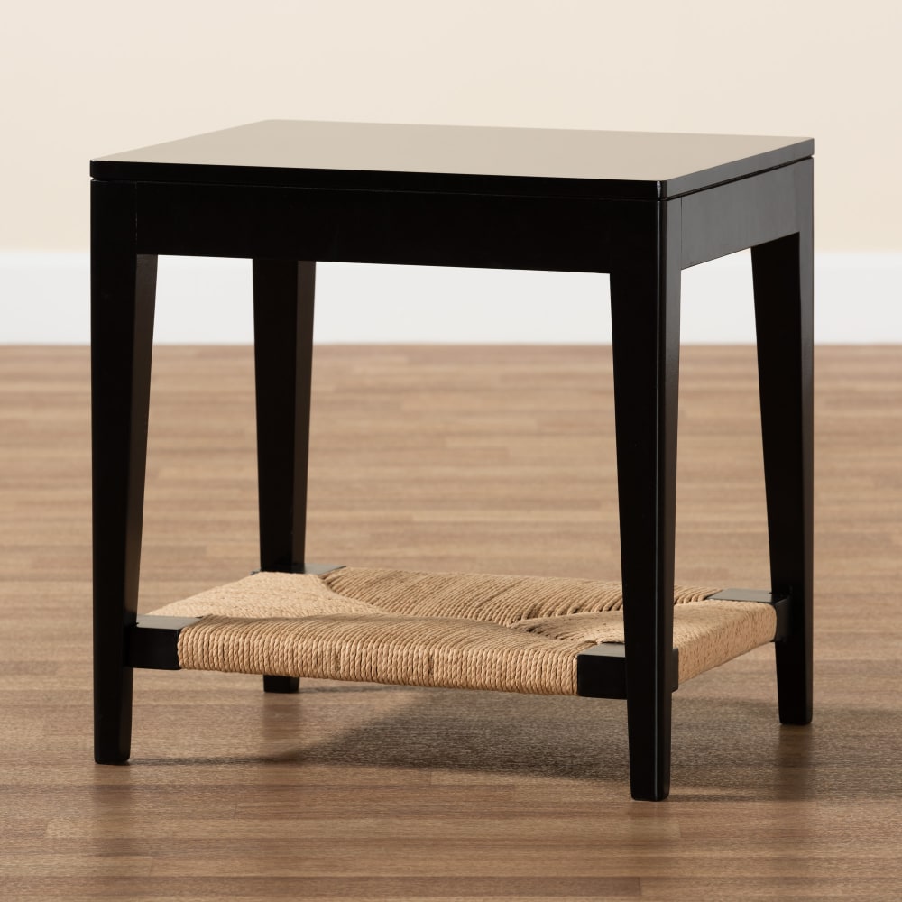 bali & pari Freya Modern Bohemian Square End Table, 19-3/4inH x 19-3/4inW x 15-3/4inD, Black