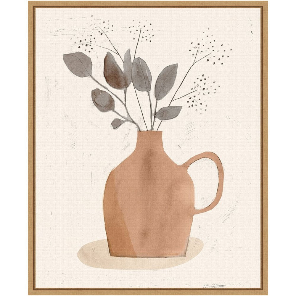 Amanti Art La Planta II (Floral Vase) by Victoria Barnes Framed Canvas Wall Art Print, 16in x 20in, Maple