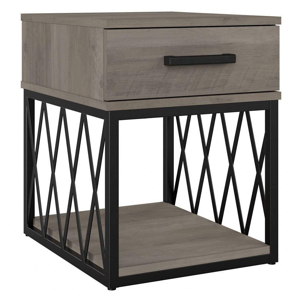kathy ireland Home by Bush Furniture City Park Industrial End Table With Drawer, Driftwood Gray, Standard Delivery