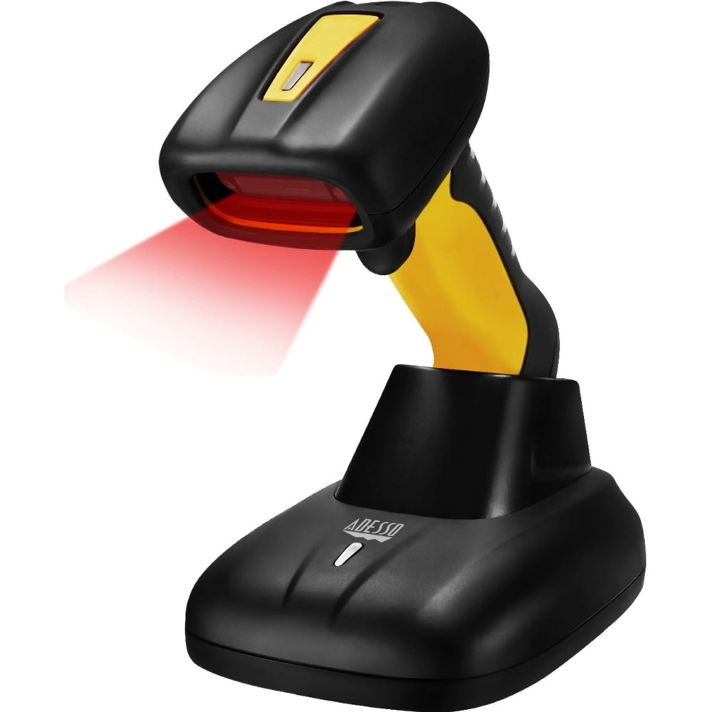 Adesso NuScan 4100B Bluetooth Antimicrobial Waterproof CCD Barcode Scanner - Wireless Connectivity - 200 scan/s - 12in Scan Distance - 1D - CCD - Bluetooth - USB - Yellow, Black - IP67 - Industrial, Hospitality, Warehouse, Library, Retail
