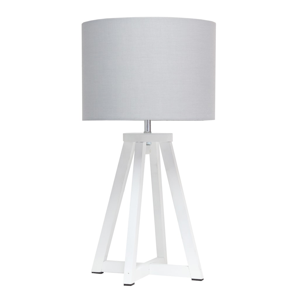 Simple Designs Interlocked Triangular Table Lamp, 19-1/8inH, Gray Shade/White Base