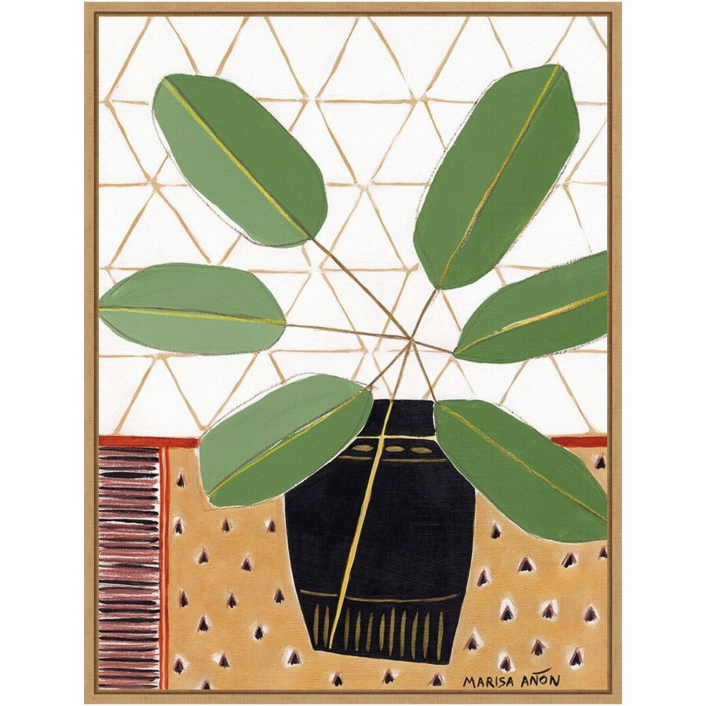 Amanti Art Gold Tablecloth 4 Plant by Marisa Anon Framed Canvas Wall Art Print, 24inH x 18inW, Maple