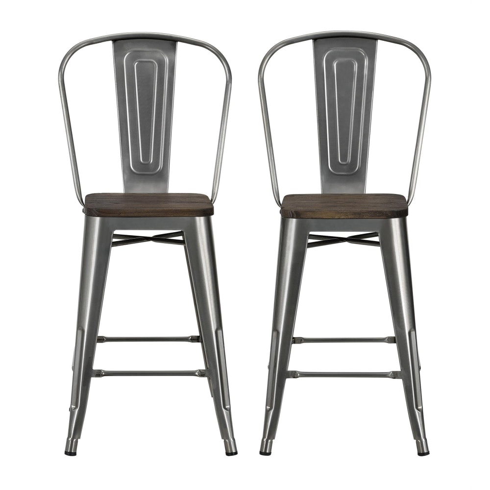 DHP Luxor Metal Counter Stool, Charcoal, Set Of 2