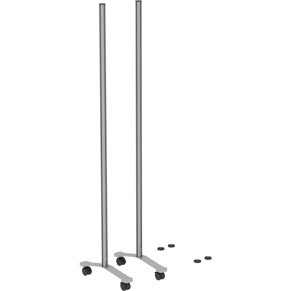 Lorell Adaptable Panel Legs for 50inH Configuration - 18.8in Width x 2in Depth x 71in Height - Aluminum - Silver