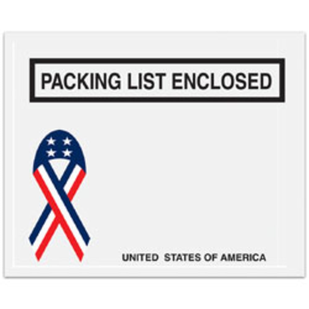 Tape Logic Packing List Envelopes, 4 1/2in x 5 1/2in, USA Ribbon, Pack Of 1,000
